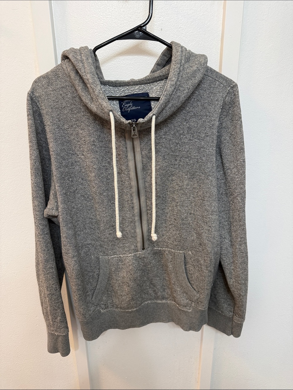 American Eagle Cozy Gray Hooded Knit Sweater